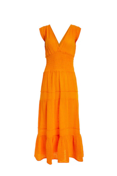 Felicite Smocked Dress - Mamey Orange