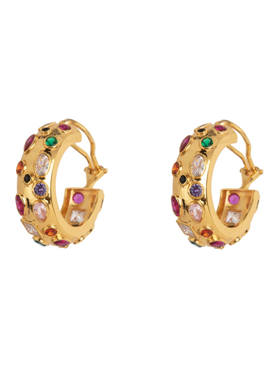 Bounkit Hoop Earrings - Gold/Multi