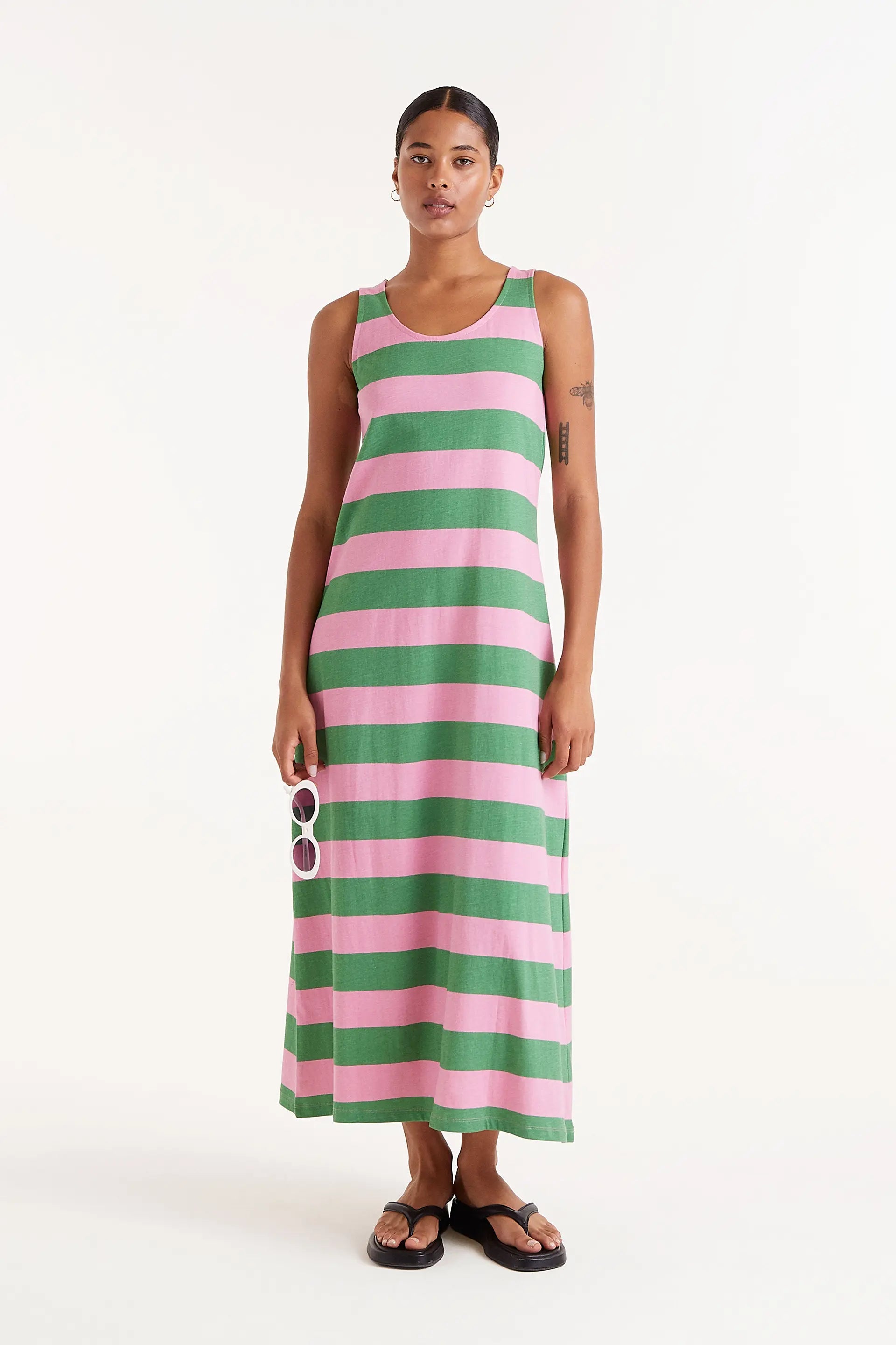 Compaa Fantastica Maxi Dress - Green & Pink S Compaa Fantastica Maxi Dress - Green & Pink S