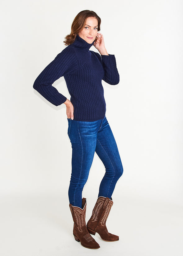 Cresta Cable Knit Sweater - Navy Blue