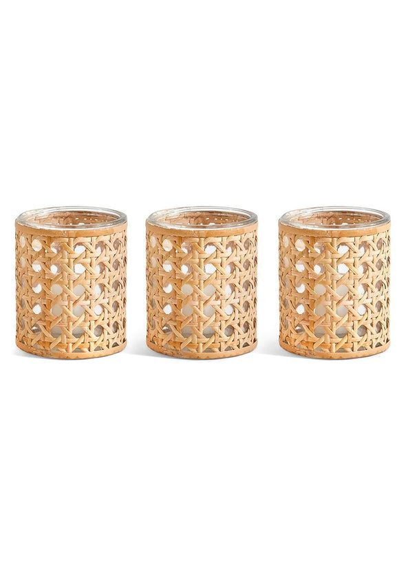 Two's Company Lumingnon Cane Webbing Candleholder/Vase Set of 3