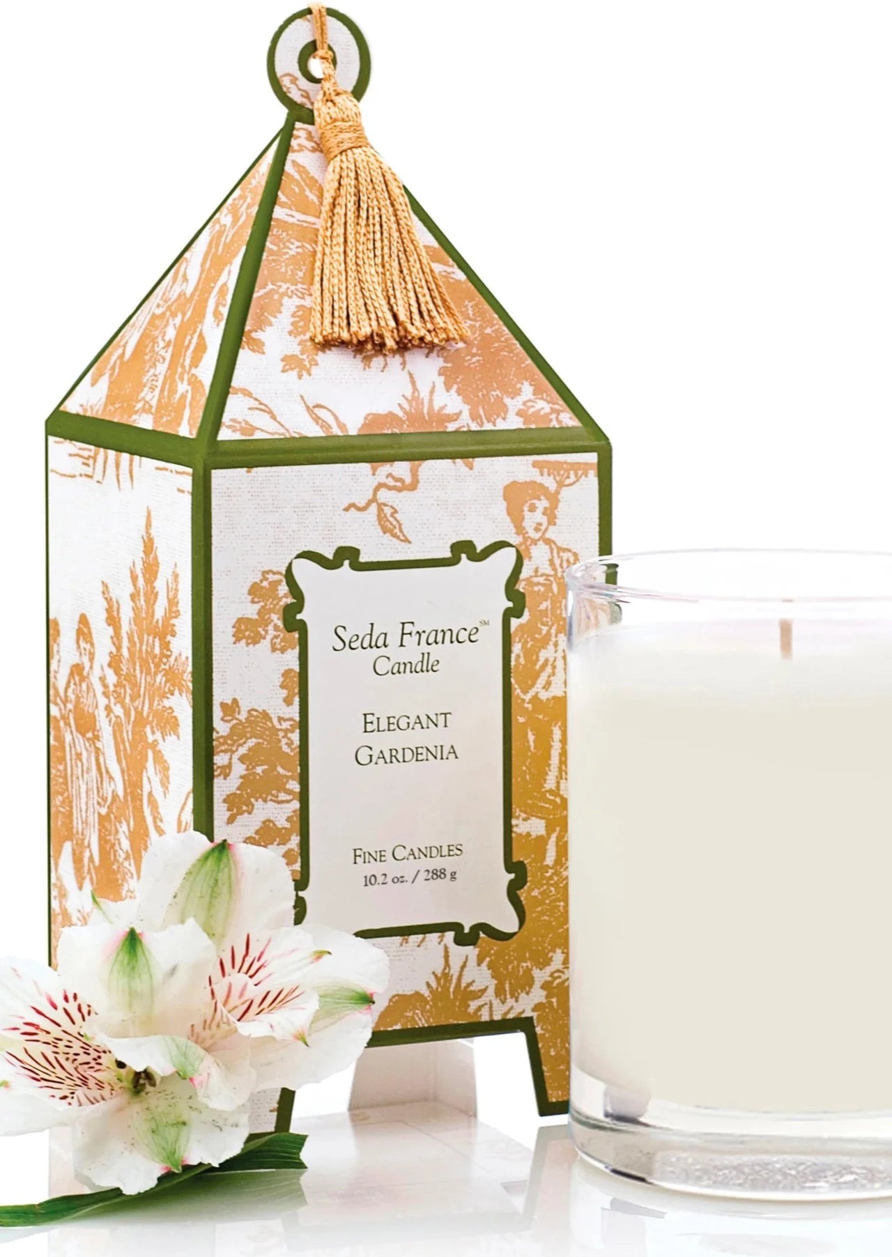 Seda France Toile Pagoda Candle - Elegant Gardenia