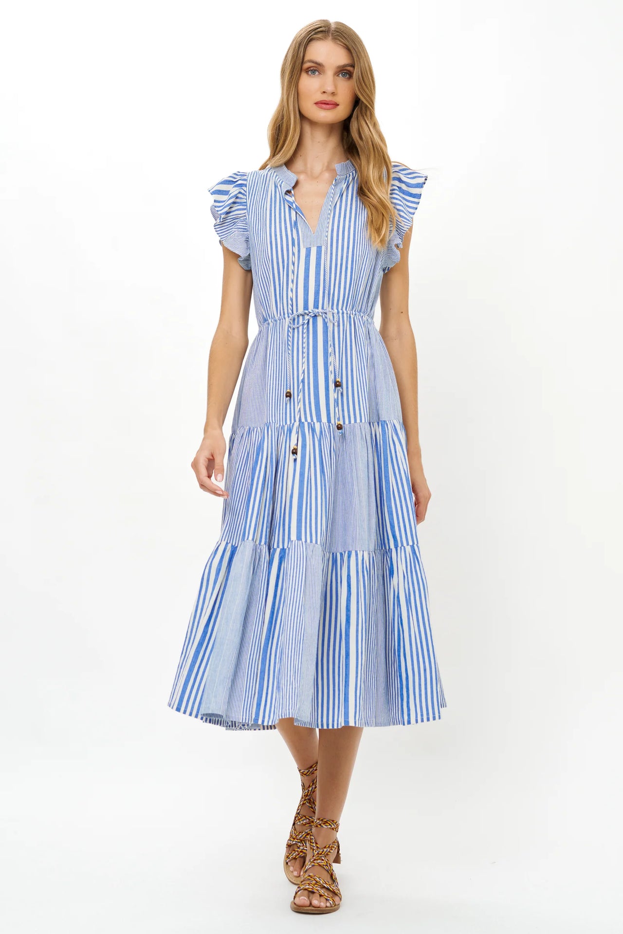 Oliphant Cinched Flirty Midi - Henley Blue