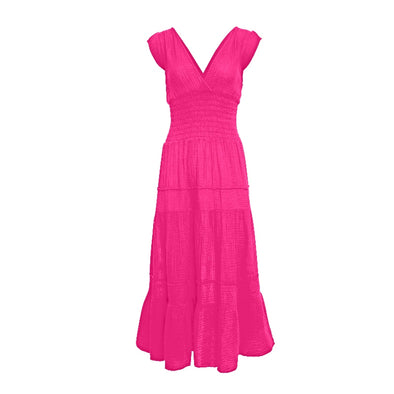 Felicite Smocked Dress - Hot Pink
