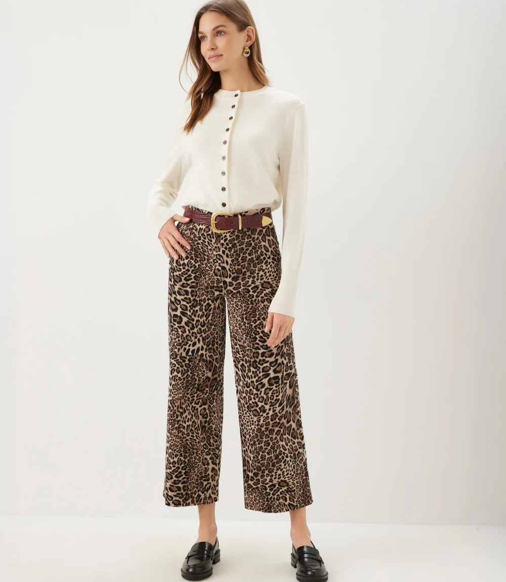 Karen Kane Corduroy Cropped Wide-Leg Pants - Cheetah