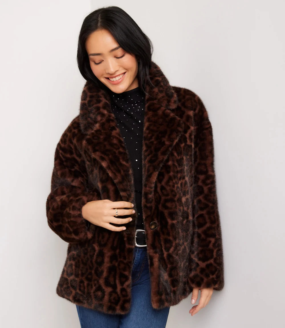 Karen Kane Faux Fur Jacket - Leopard