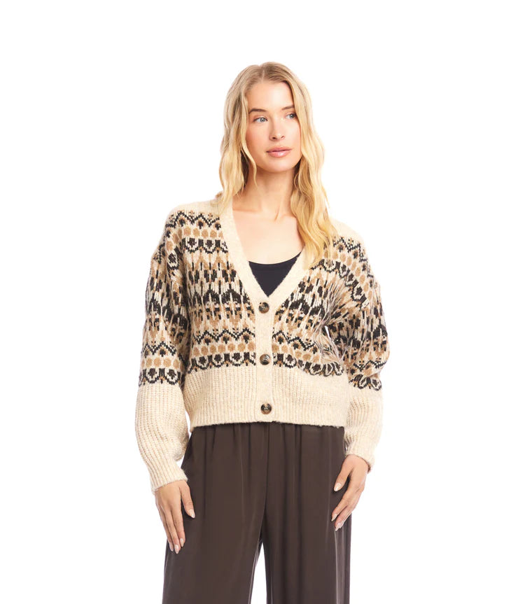 Karen Kane Jacquard Cardigan Sweater - Multi