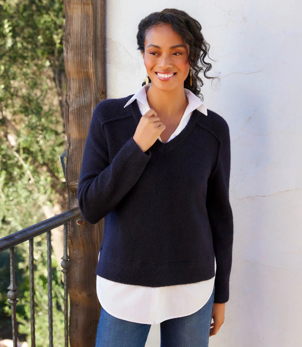 Karen Kane Layered Sweater - Navy
