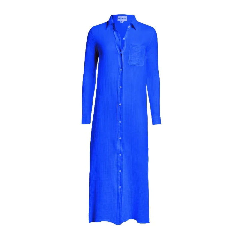 Felicite Boyfriend Gauze Maxi Dress Electric Blue CK Bradley