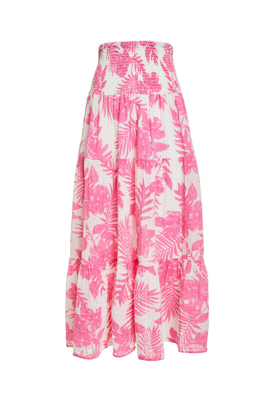 Felicite Smock Maxi Skirt - Pink Palm