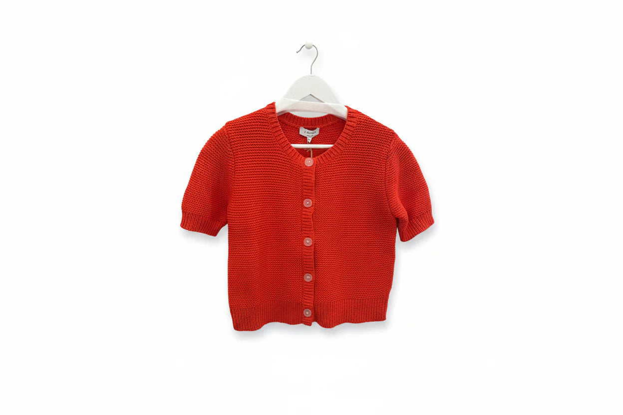 J. Society Short Sleeve Seed Stitch Cardigan - Orange
