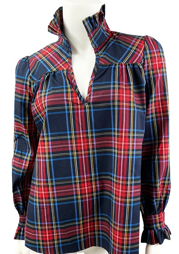 Aspen Blouse - Navy Plaid