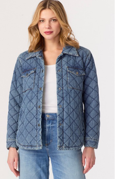 J. Society Denim Quilted Shacket - Blue Jean