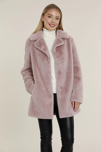 Dolce Cabo Faux Fur Long Coat - Blush