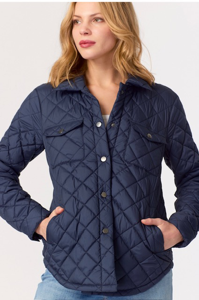 J. Society Nylon Quilted Shacket - Navy