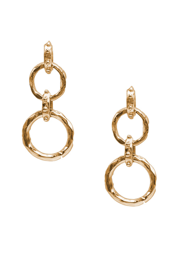 KJL Hammered Gold Circles Drop Earring
