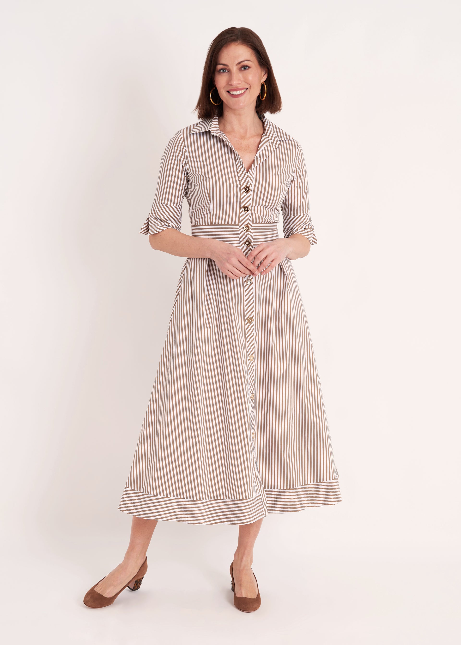 Monaco Dress - Taupe Stripe Monaco Dress - Taupe Stripe
