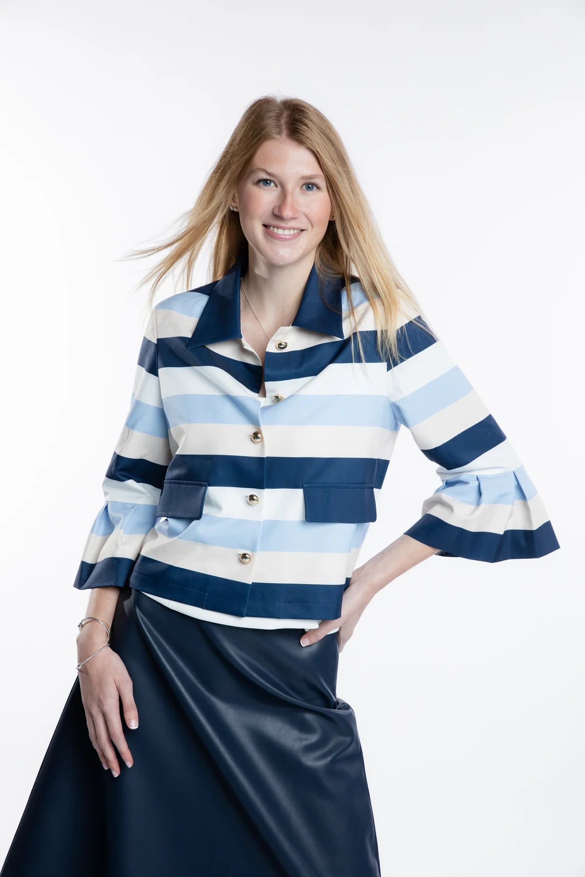 Burgess Jackie Stripe Jacket - Blue Stripe