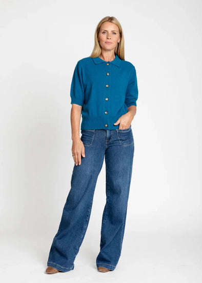 Burgess Cammi Cashmere Polo - Peacock Blue