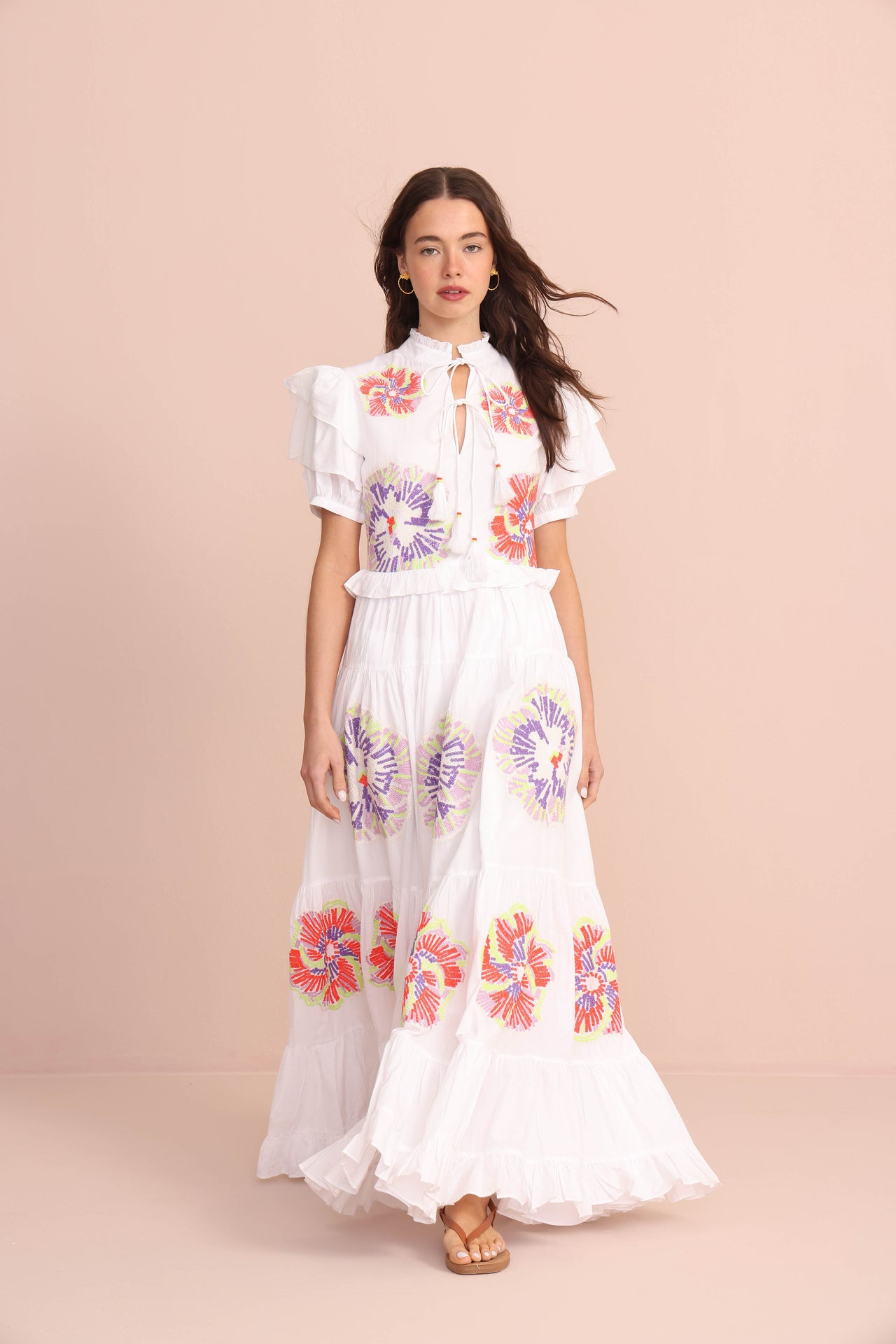 Vero Alfie Clown Maxi Dress - White