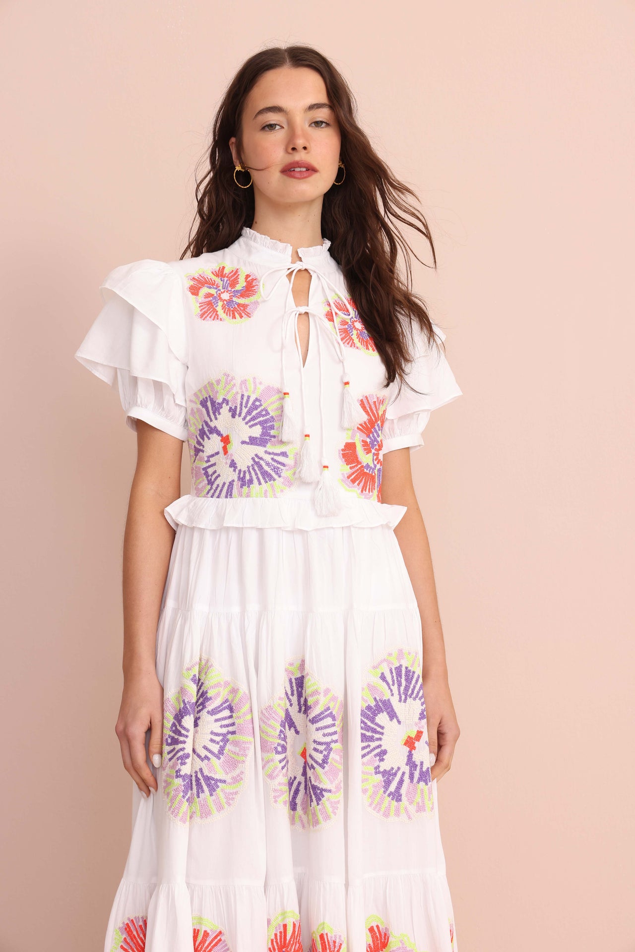 Vero Alfie Clown Maxi Dress - White