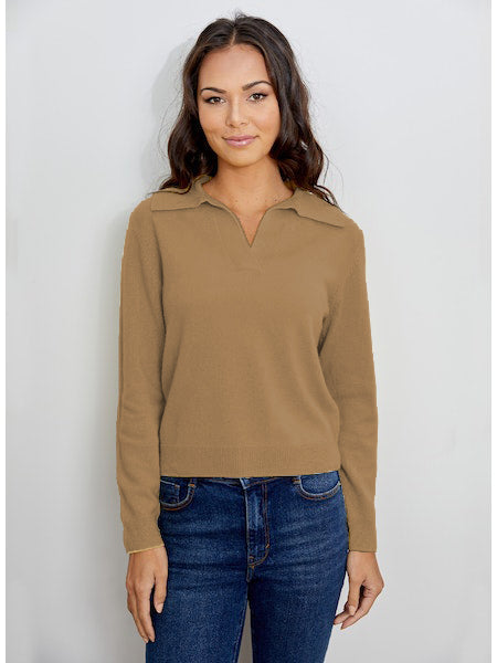 Design History Polo Collar Cashmere Sweater - Almondine