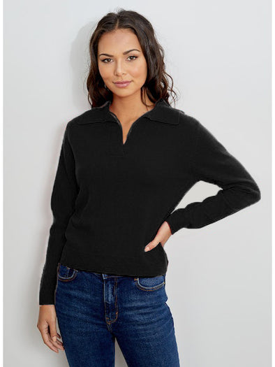 Design History Polo Collar Cashmere Sweater - Black