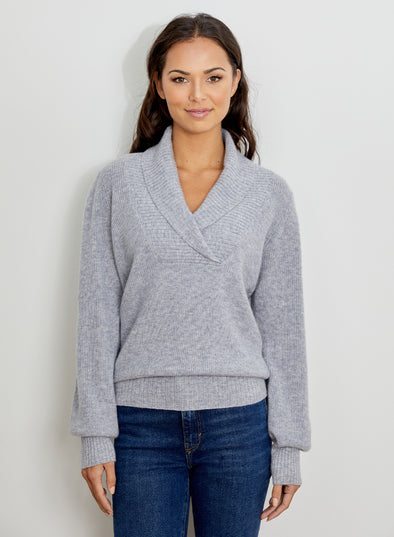 Design History Cross V-Neck Cashmere Sweater - Quarry