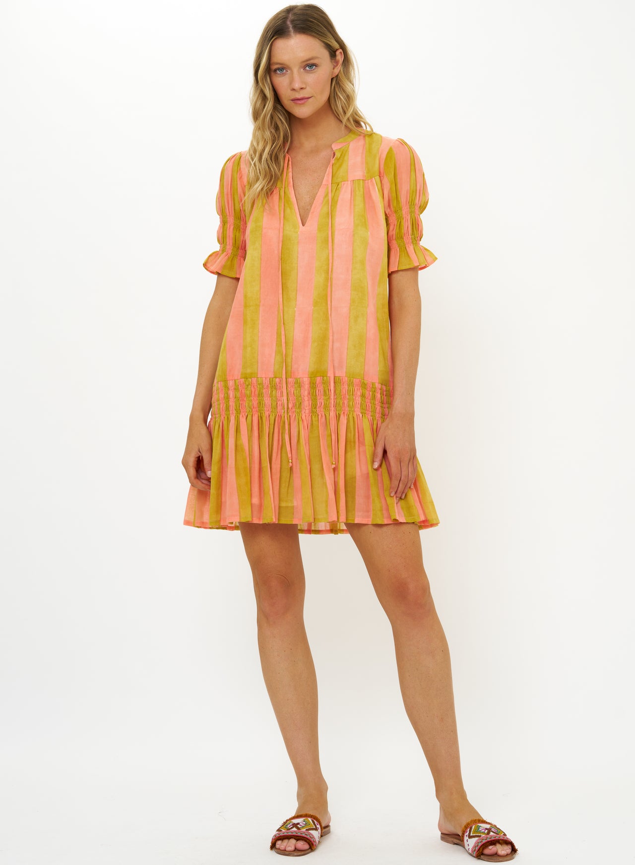 Oliphant Smocked Drop Mini - Cabana Coral