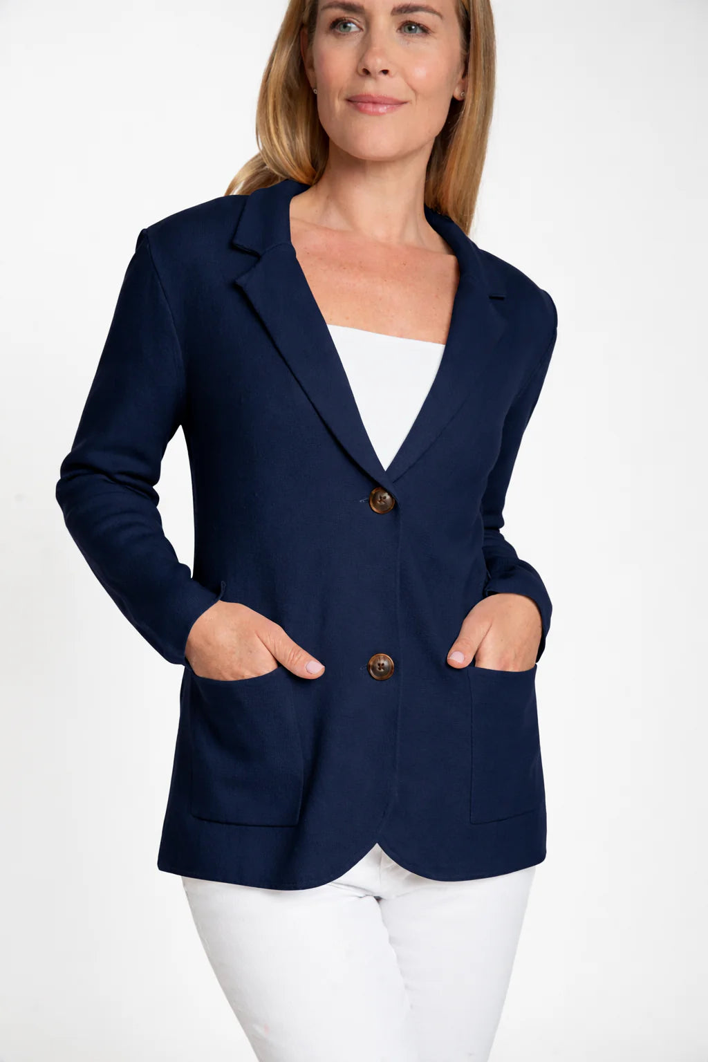 Burgess Milly Knit Blazer - Navy