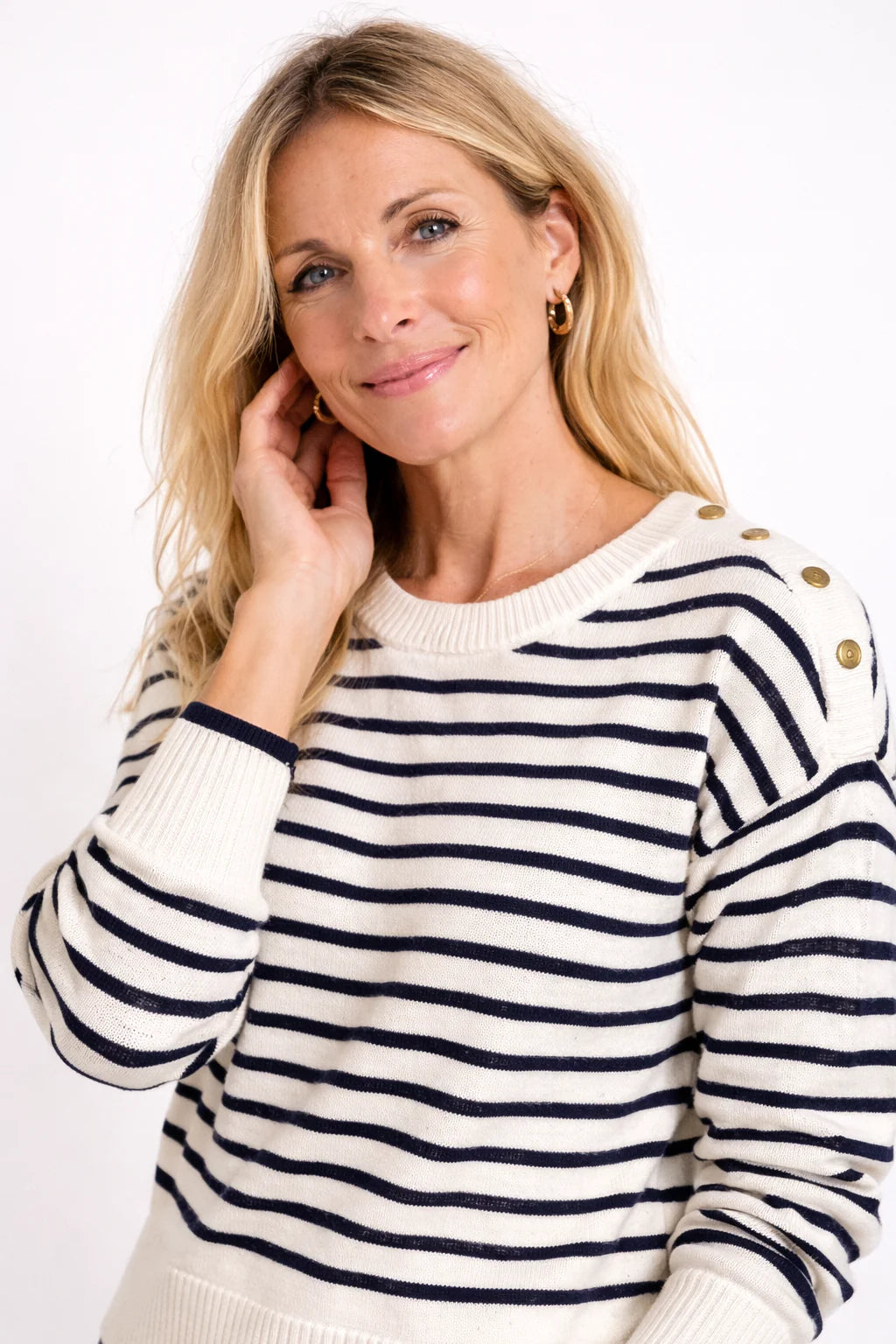 Burgess Abigail Sweater - White and Navy