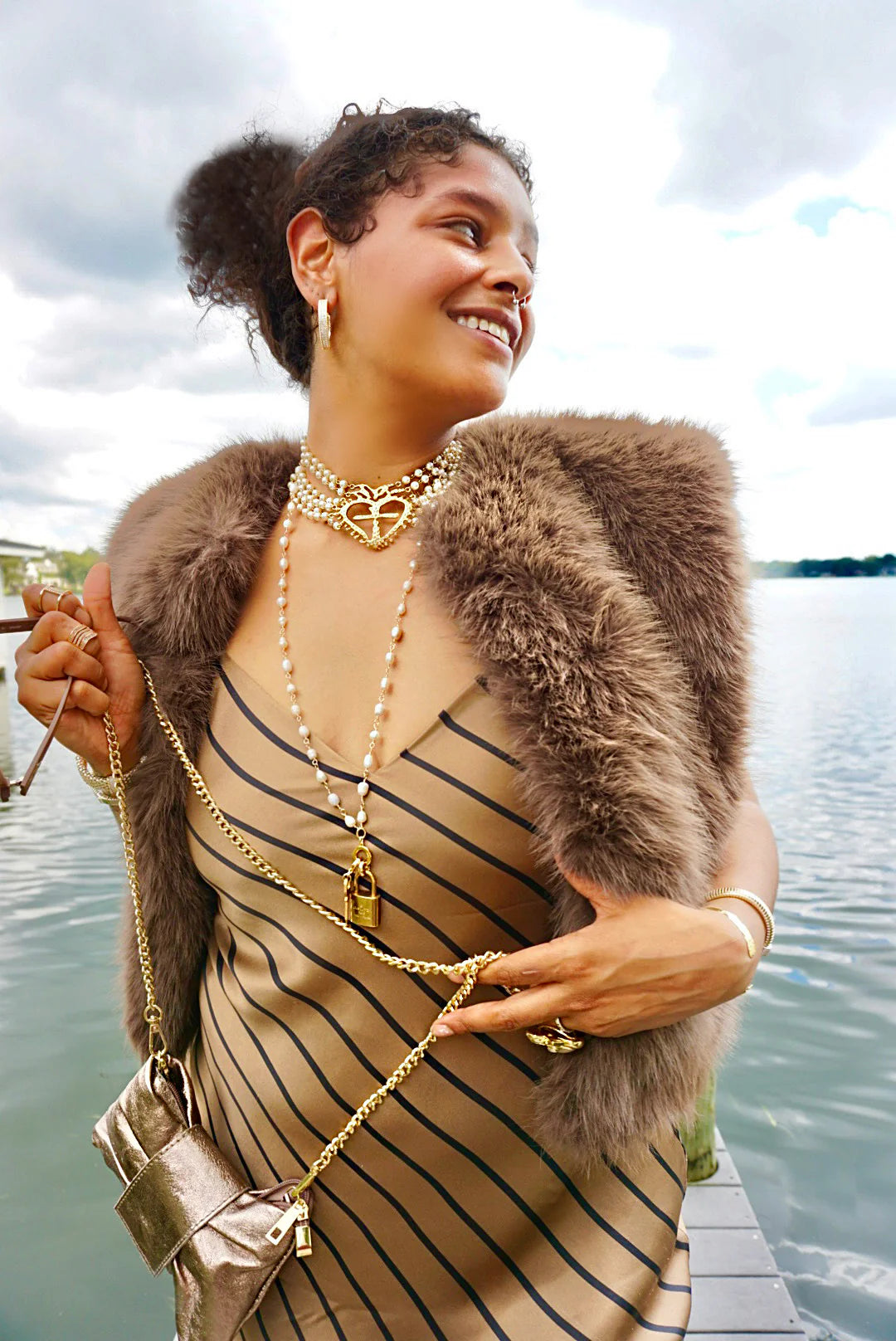 German Fuentes Leather Clutch - Gold