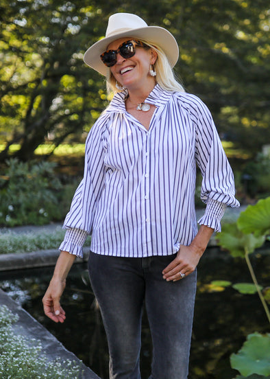 Frau Blouse - Black Stripe