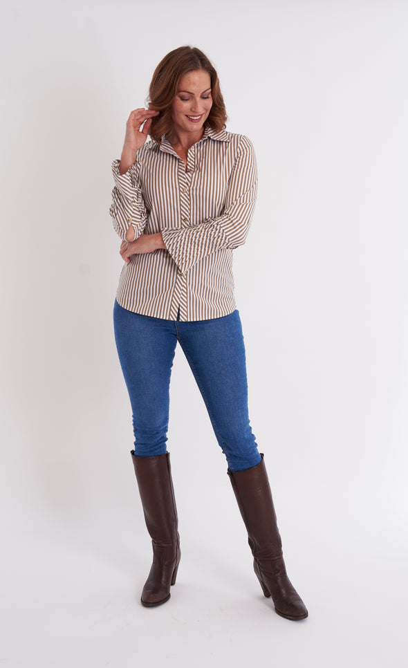 Brooks Shirt - Taupe Stripe