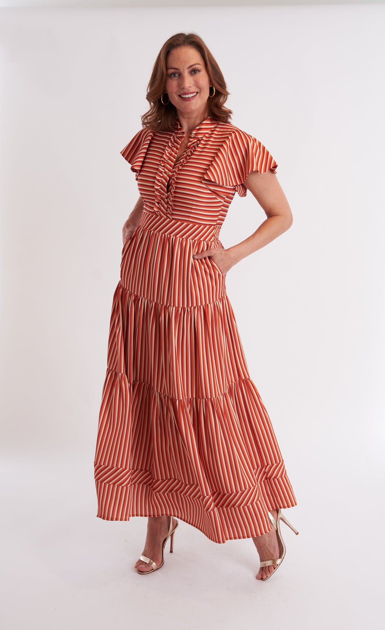 Doon Dress - Terracotta Stripe