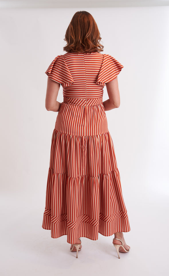 Doon Dress - Terracotta Stripe