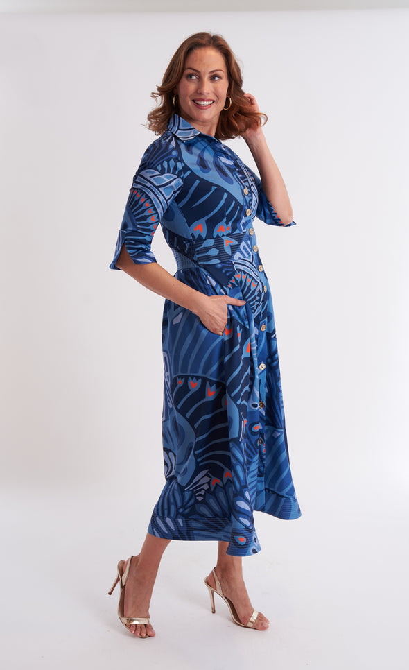 Monaco Dress - Paddle Ocean Fog
