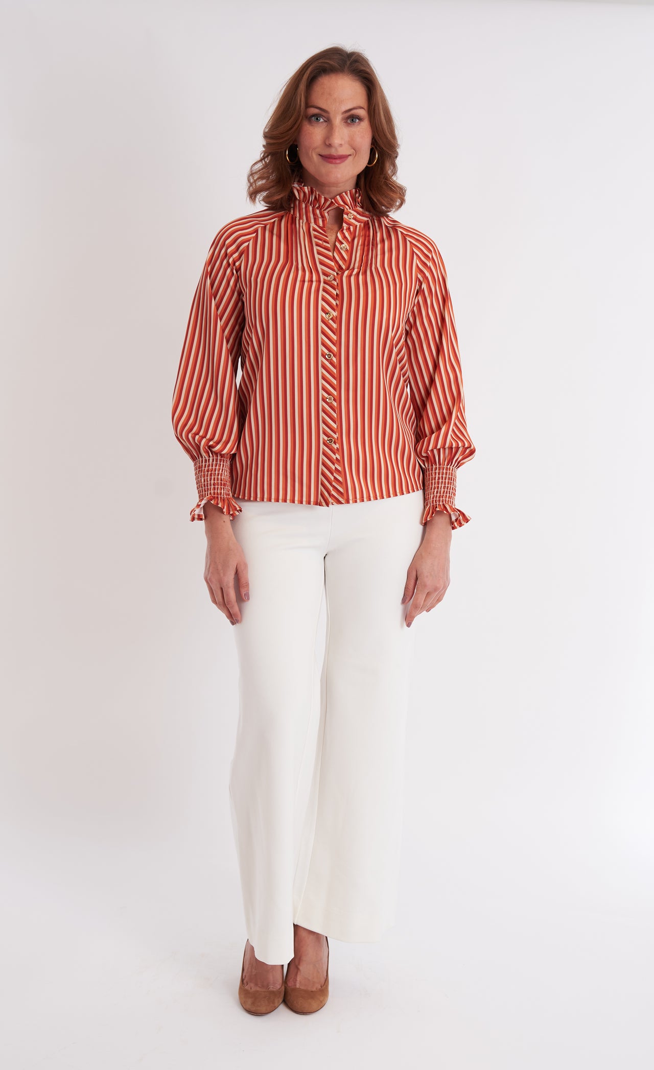 Plato Blouse - Terracotta Stripe