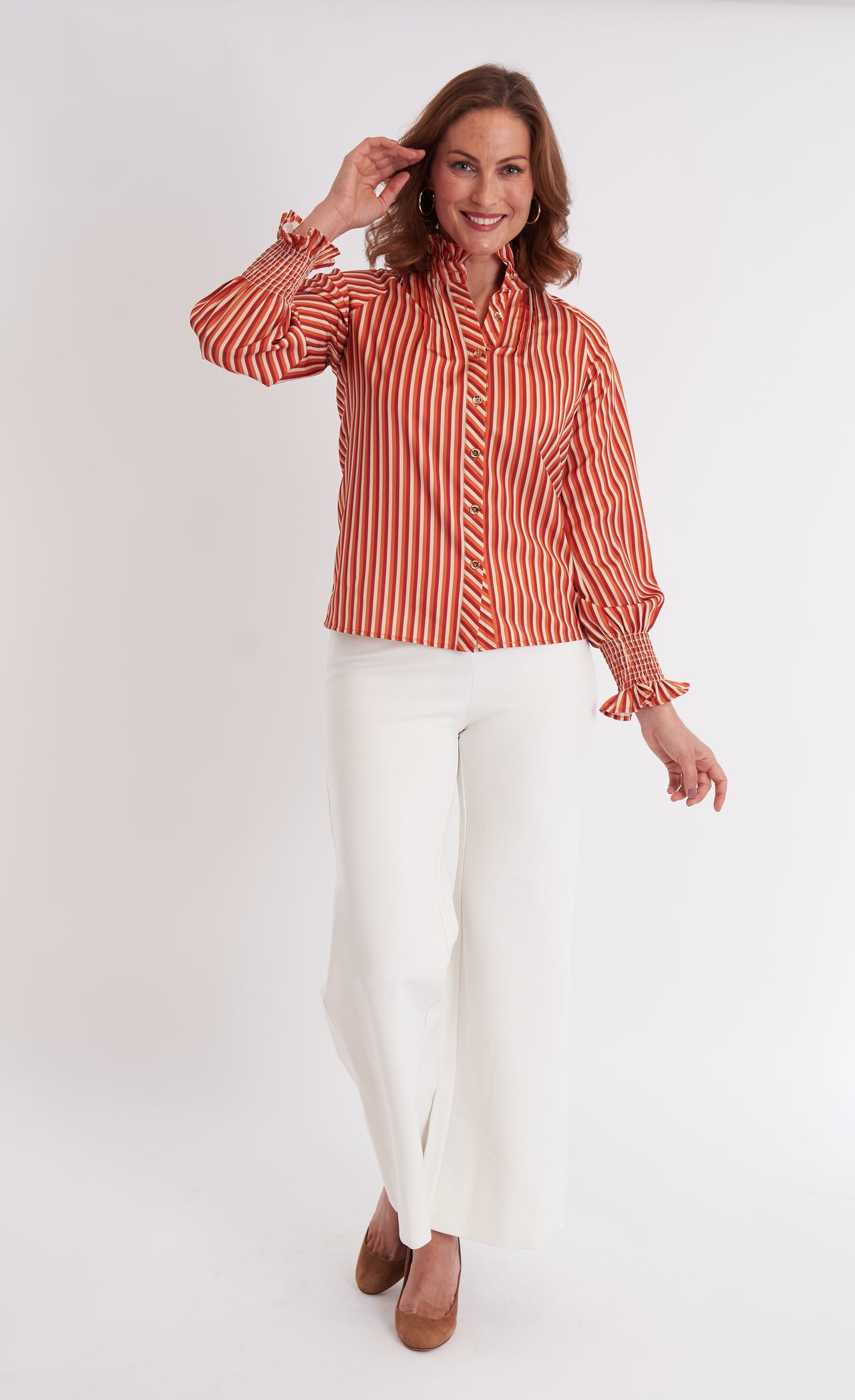 Plato Blouse - Terracotta Stripe