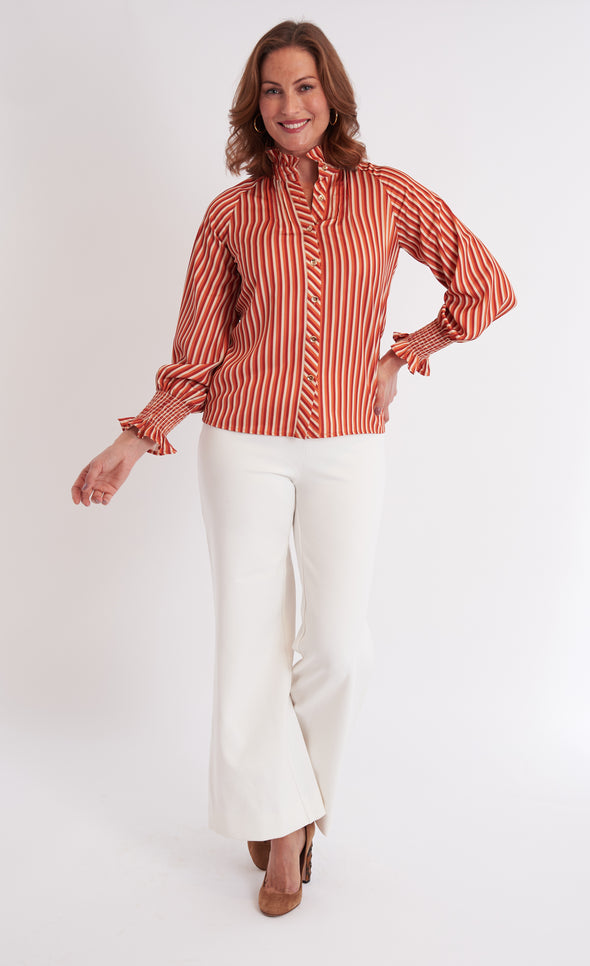 Plato Blouse - Terracotta Stripe