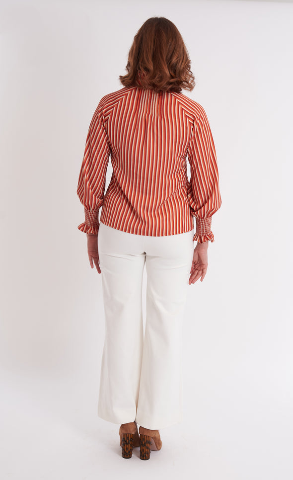 Plato Blouse - Terracotta Stripe