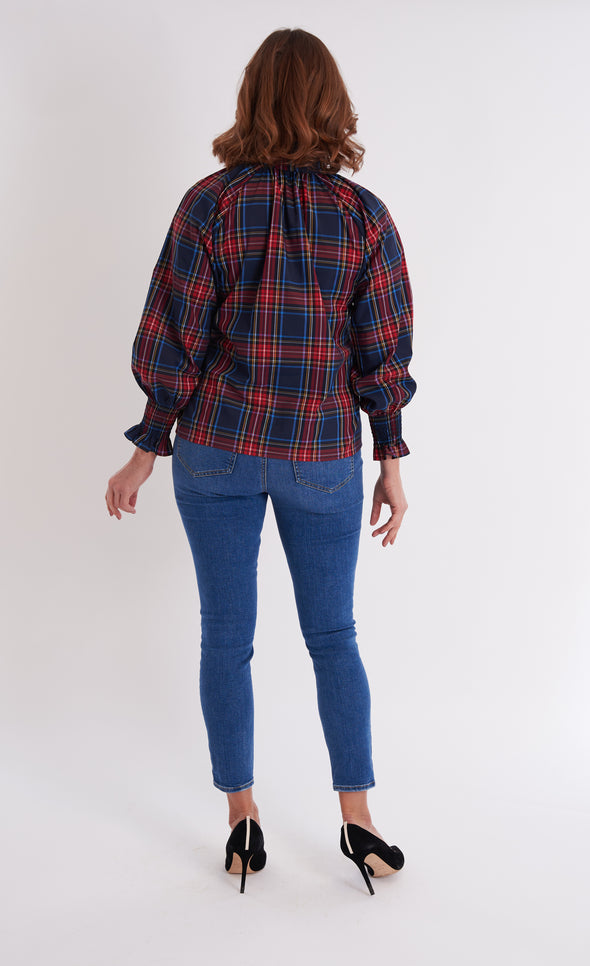 Frau Blouse - Navy Plaid