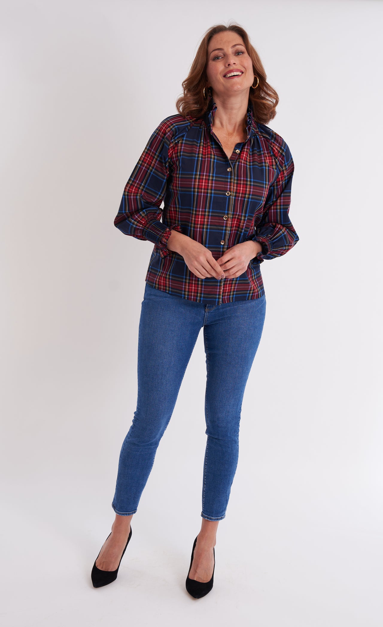 Frau Blouse - Navy Plaid