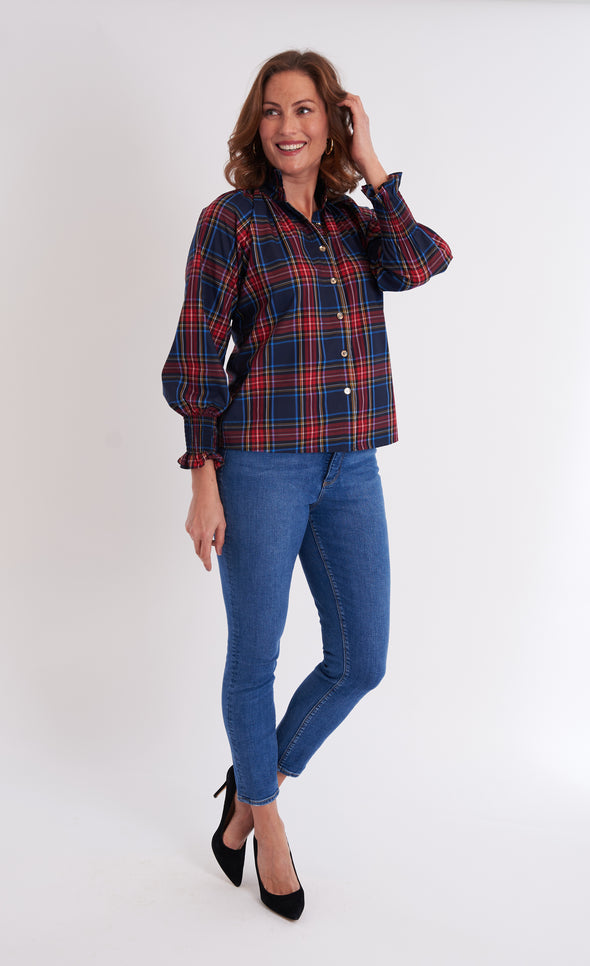 Frau Blouse - Navy Plaid