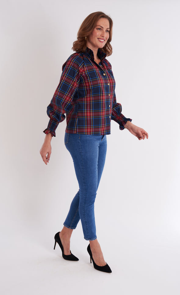 Frau Blouse - Navy Plaid