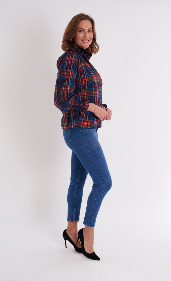 Frau Blouse - Navy Plaid