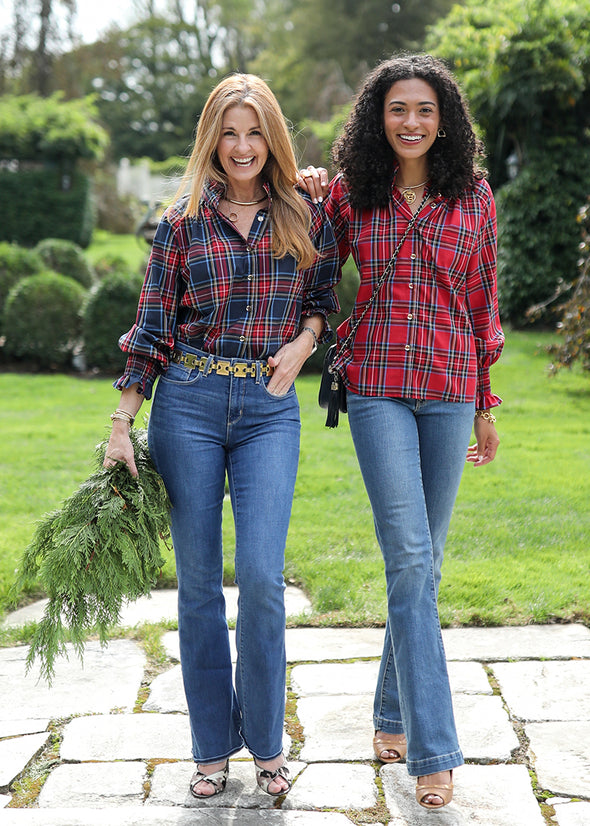 Frau Blouse - Navy Plaid