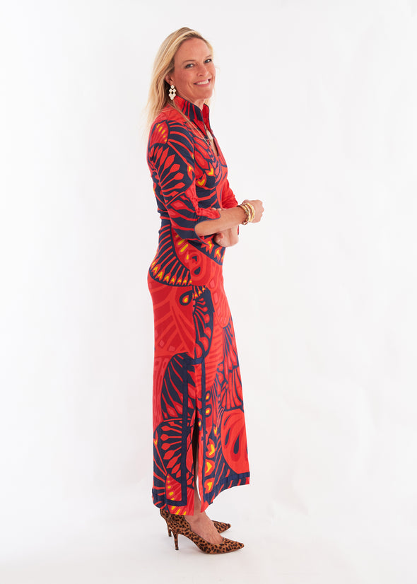 Rollins Dress - Paddle Chili Pepper