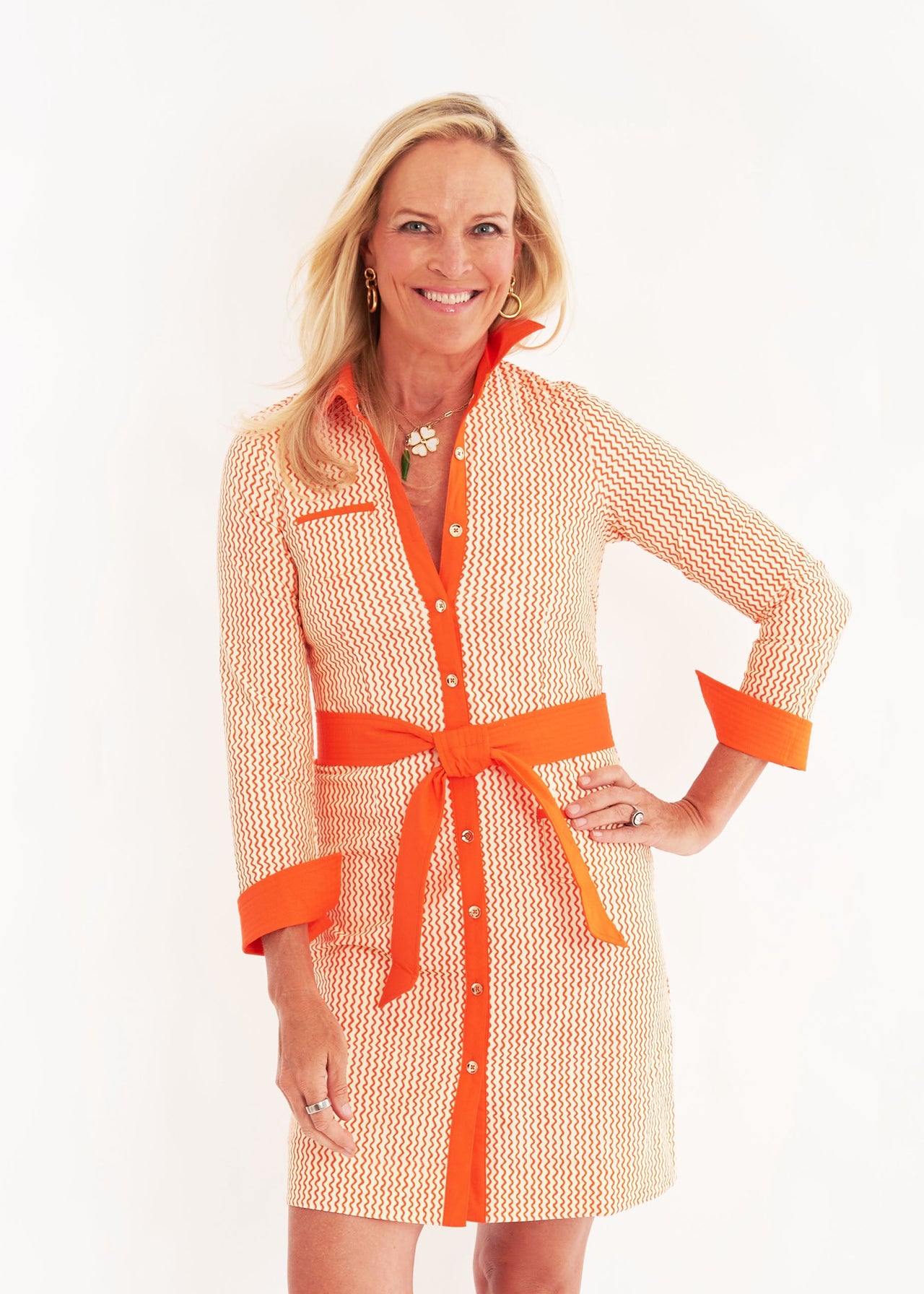 Midori Shirtdress - Doodle Orange