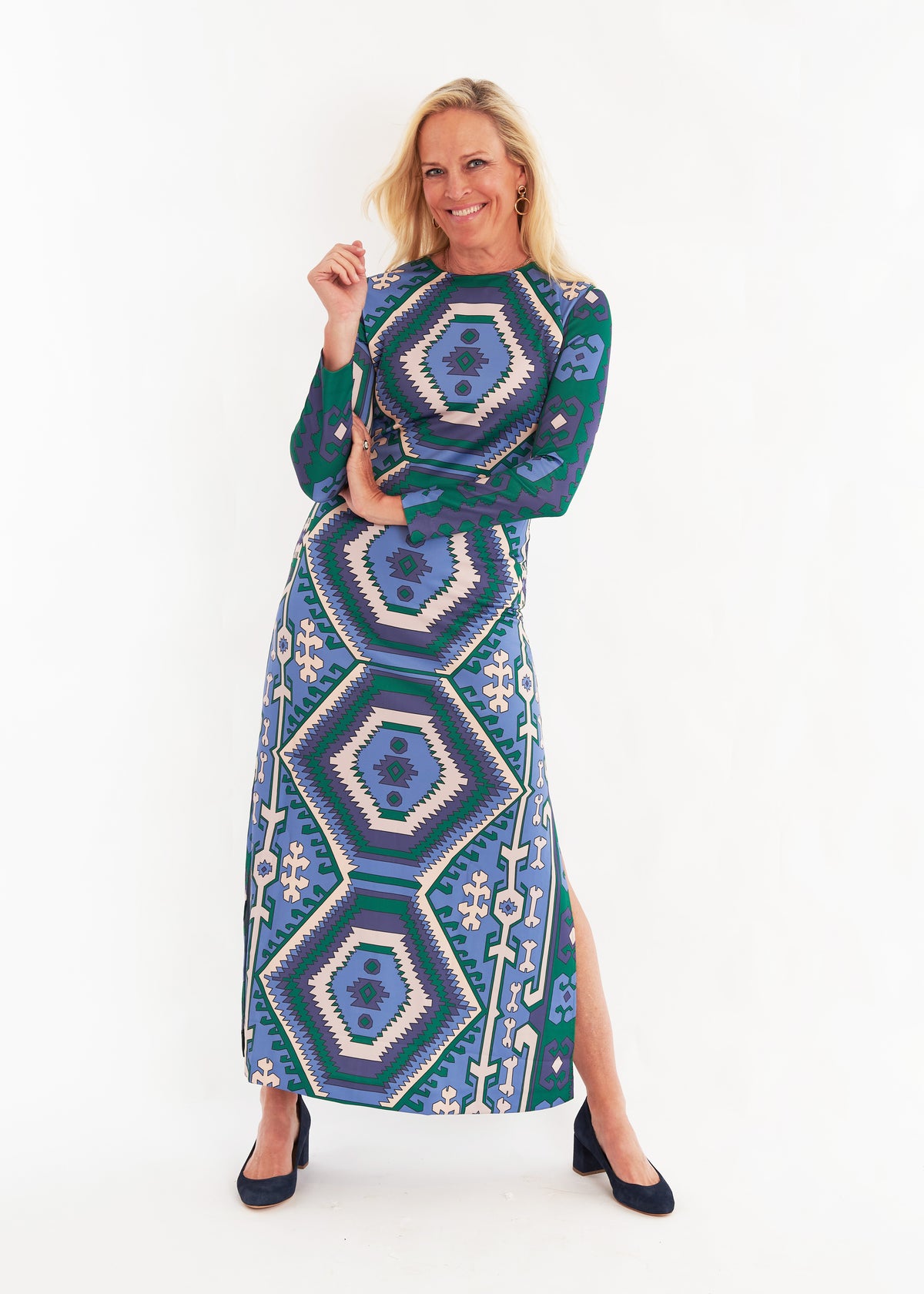 Ashton Dress - Kilim Blue Steel